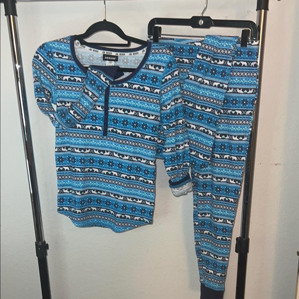 Joe Boxer Blue and White Pajamas with Striped Pattern